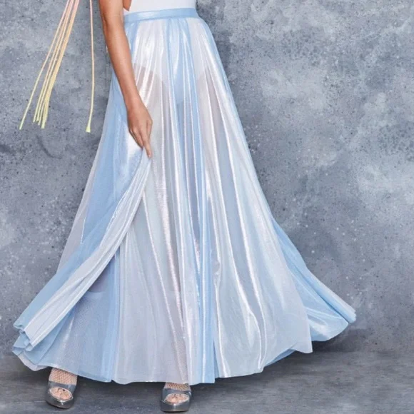 Ice Queen Sheer Maxi Skirt Cinderella Iridescent Fantasy Large